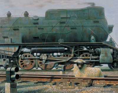 王长明 1991年作 羊·火车 80x65cm